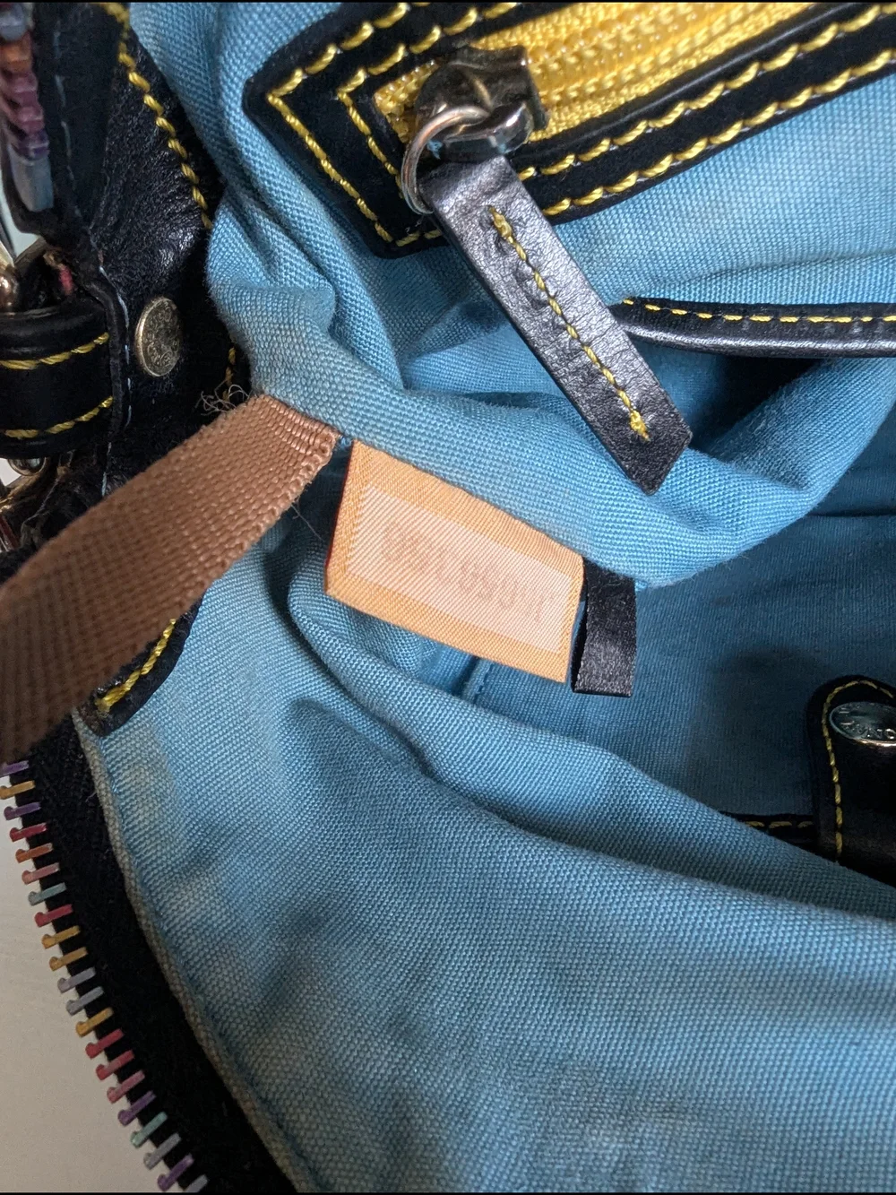 Dooney & Bourke Black Satchel with Multicolor DB Logo Print